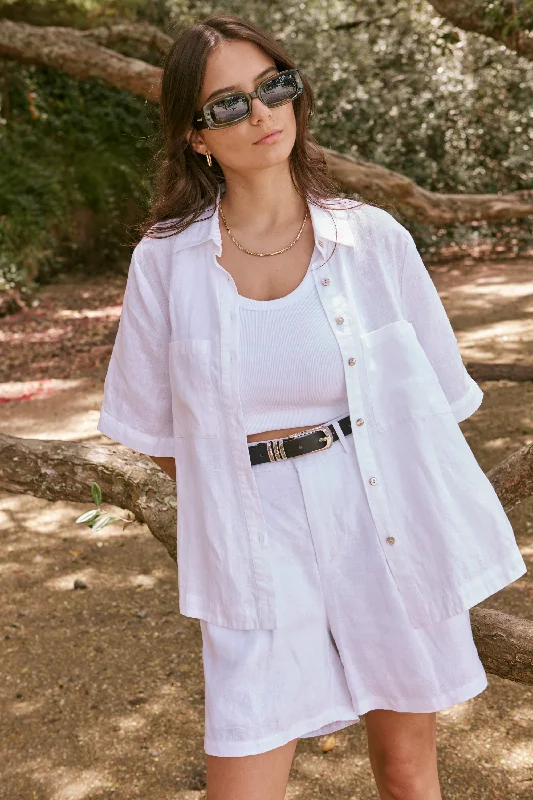 Response White Linen SS Boxy Shirt