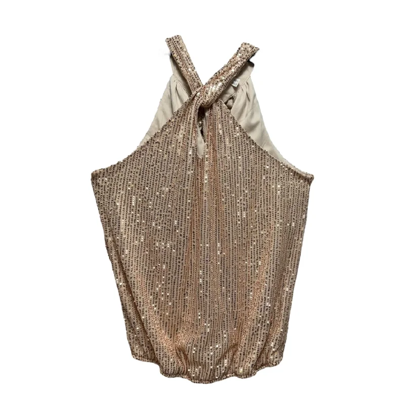 Tie Back Sequined Top Sleeveless By Haver & Blair In Cream, Size: S