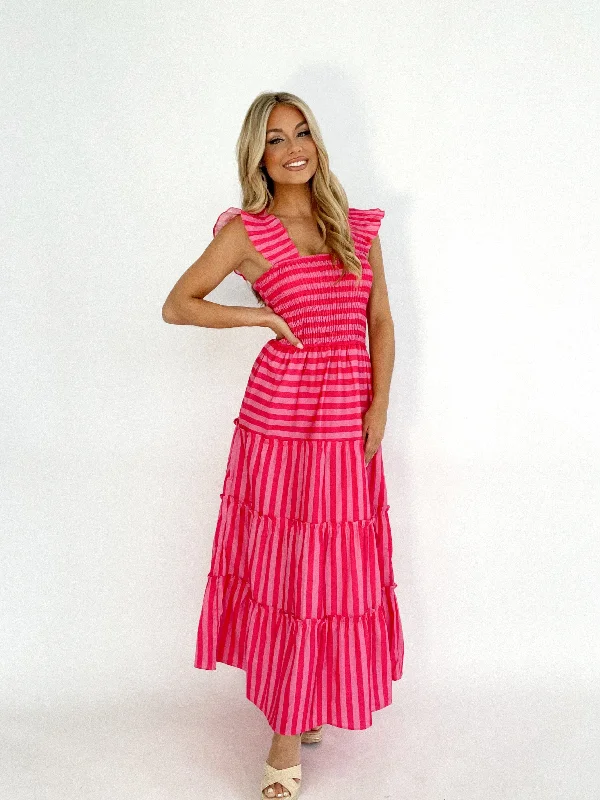 Sweet Melon Striped Maxi Dress