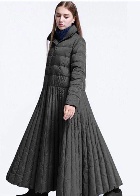 Chic Black Casual Pockets Circle Winter Duck Down down coat