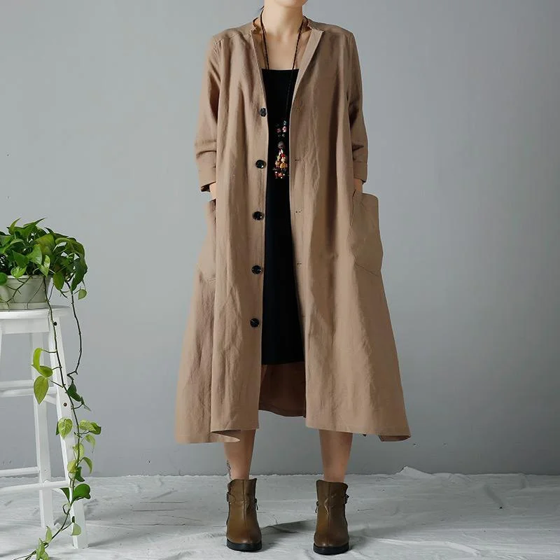 Khaki woman trench coats oversized cardigan