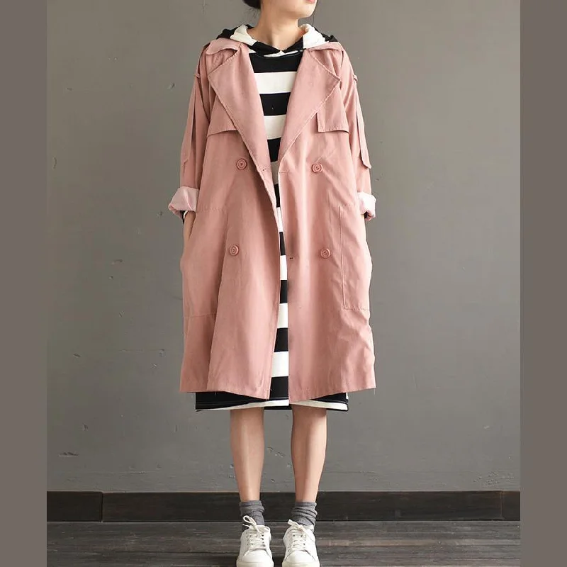 New pink coat plus size trench coat Elegant coat cute