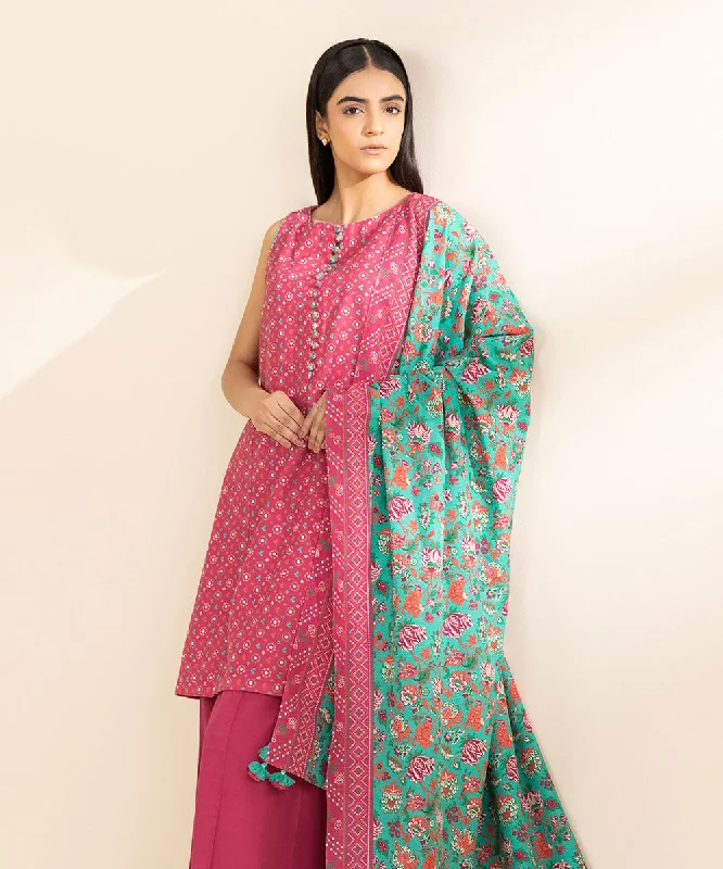 3 Piece - Printed Khaddar Suit